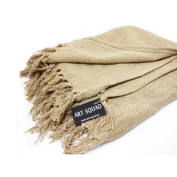 Pled Narzuta Obrus BOHO z frędzlami 160cm x 130cm Kawowy Beżowy